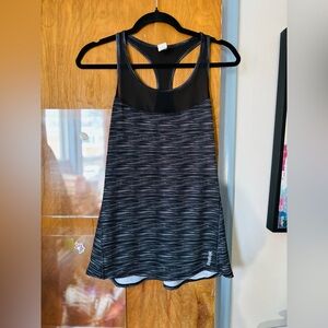 REEBOK Black and Gray Striped Tank Top, Size Medium